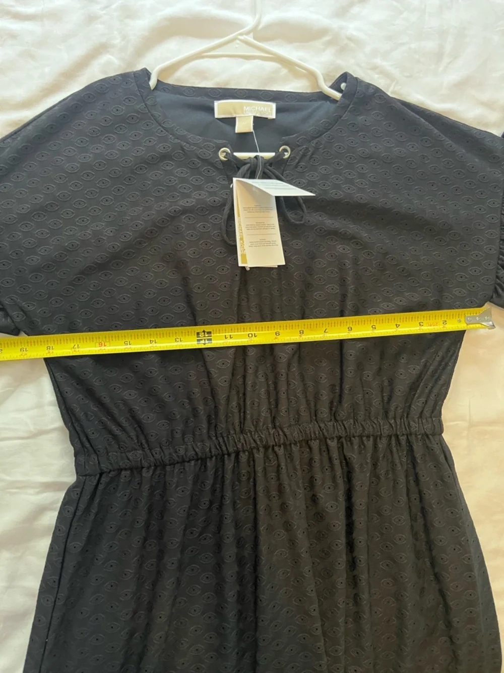 NWT Michael Kors Womens Black Lace-up Elastic Waist Lined Mini Dress Medium
